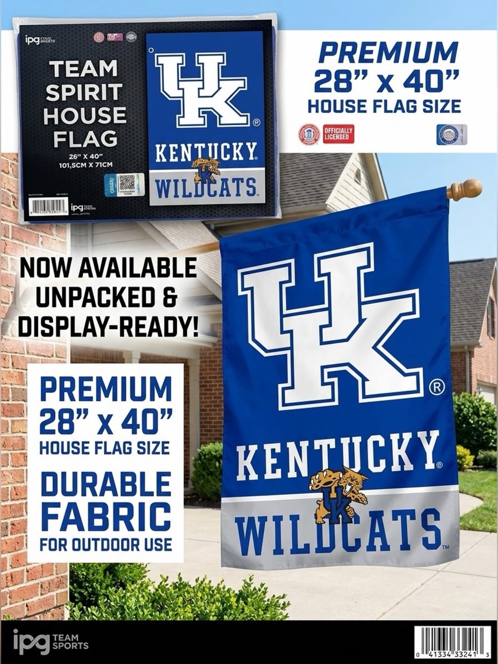 Kentucky Wildcats Team Spirit House Flag, NWT